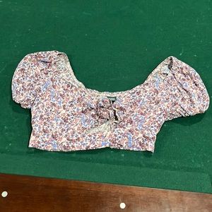 floral cropped tie shirt